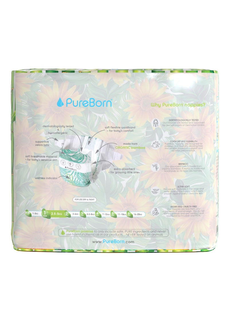 Organic Baby Tape Style Diapers Size-1 Upto 5 kg Sunflower Print 136 Diapers
