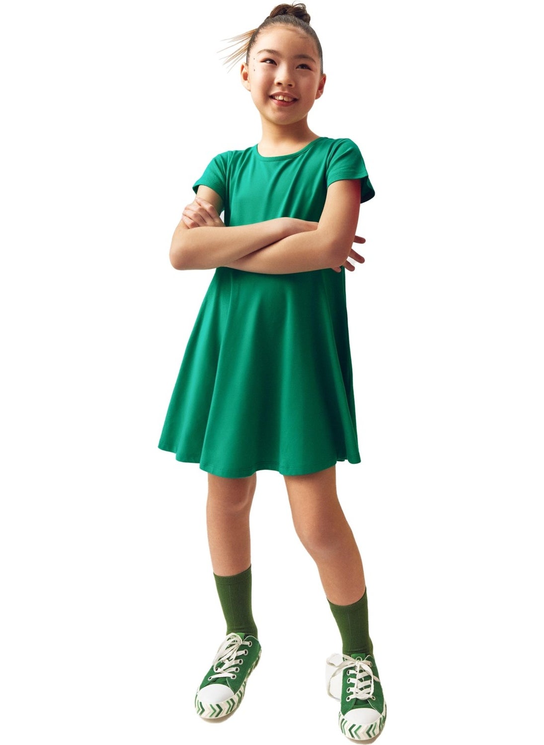 Black Color Basic Girl Short Sleeve Dress