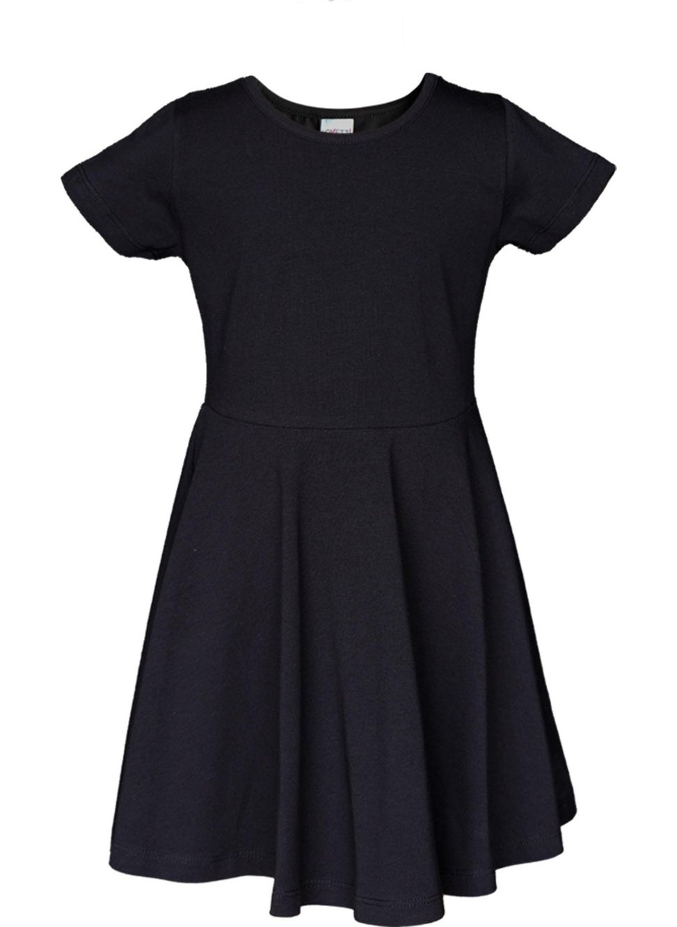 Black Color Basic Girl Short Sleeve Dress