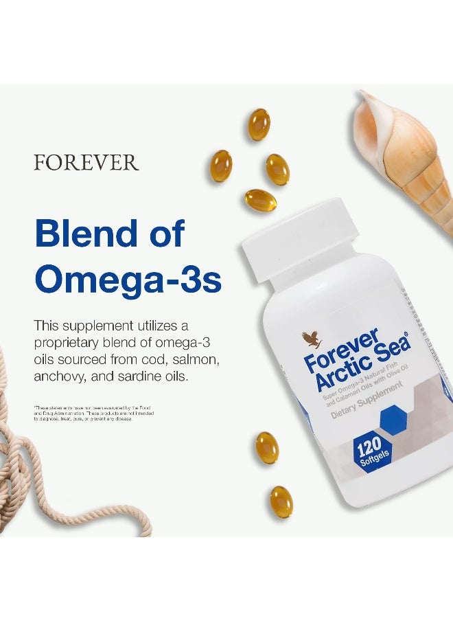 Forever Living - Arctic Sea Omega-3 - Supplement, EPA and DHA Fatty Acid Blend, Supports Heart, Brain, and Eye Health, Gluten-Free, 120 Softgels