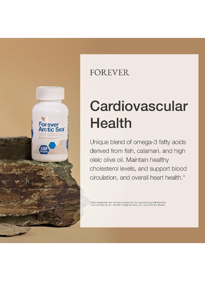 Forever Living - Arctic Sea Omega-3 - Supplement, EPA and DHA Fatty Acid Blend, Supports Heart, Brain, and Eye Health, Gluten-Free, 120 Softgels