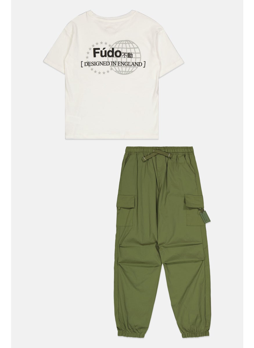 Kids Boys 2 Piece Brand Logo T-Shirts And Tactical Pants, Multicolor