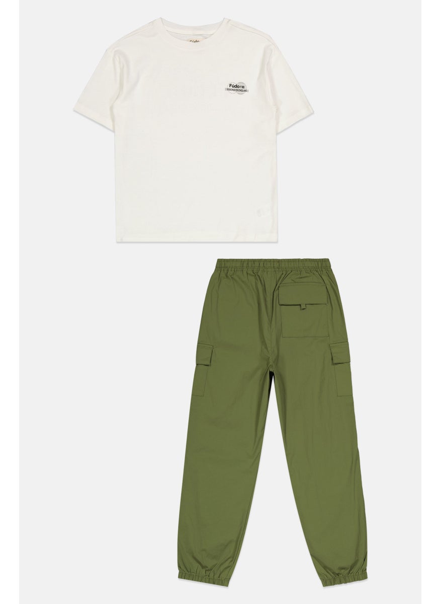 Kids Boys 2 Piece Brand Logo T-Shirts And Tactical Pants, Multicolor
