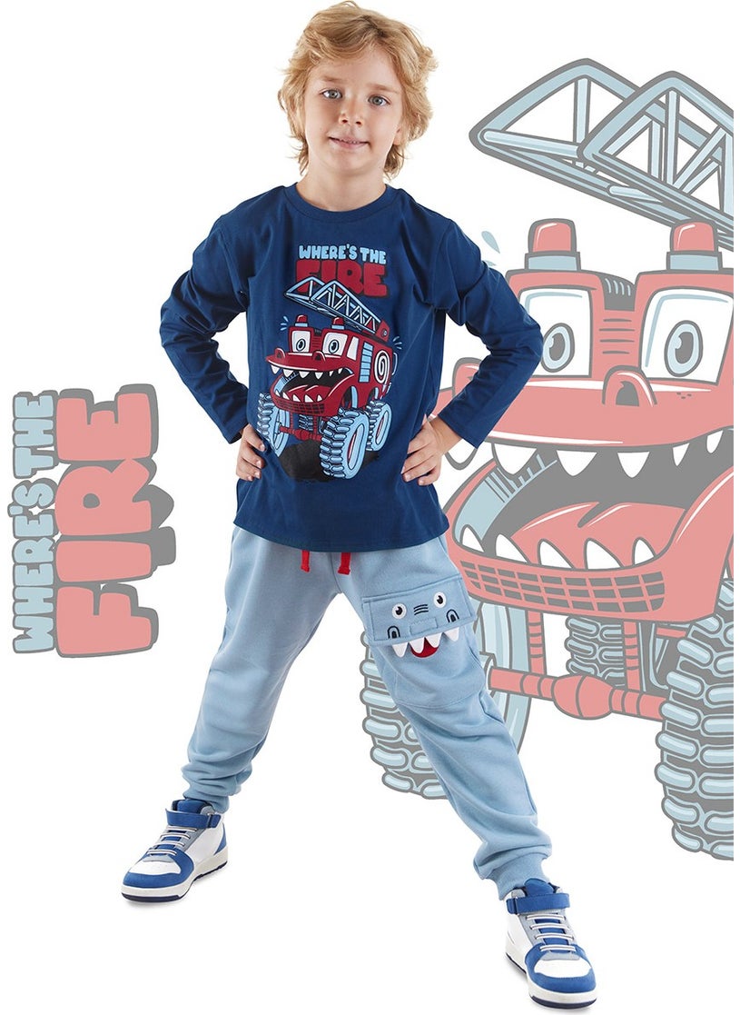 Monster Firefighter Boy T-Shirt Pants Set