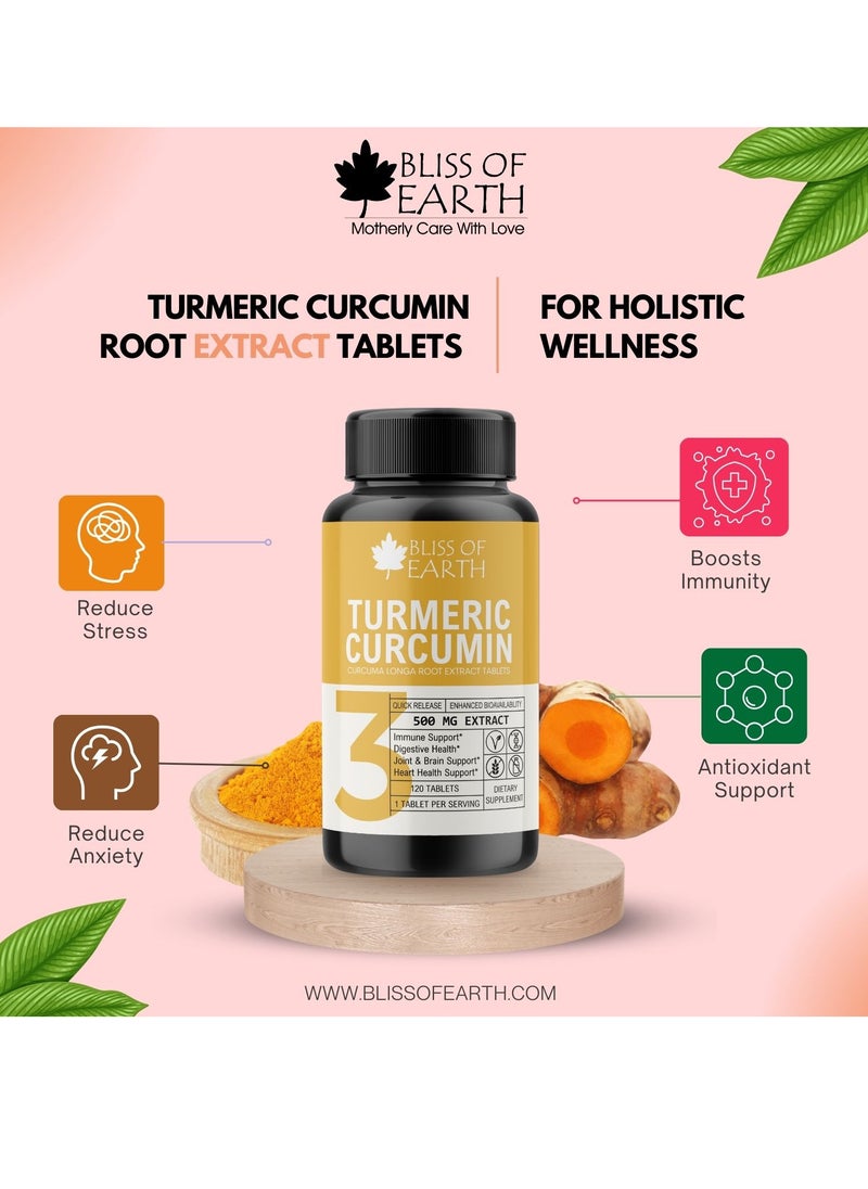 Turmeric Curcumin 500 Mg With Quick Release And Enhanced Bioavailability Premium 120 Tablets