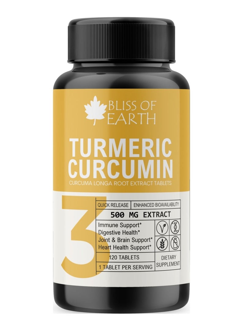 Turmeric Curcumin 500 Mg With Quick Release And Enhanced Bioavailability Premium 120 Tablets