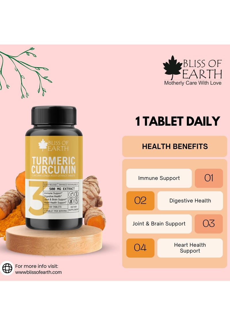 Turmeric Curcumin 500 Mg With Quick Release And Enhanced Bioavailability Premium 120 Tablets