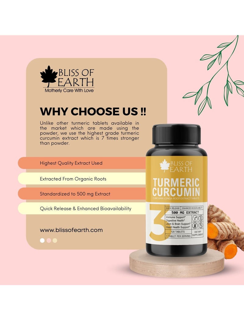 Turmeric Curcumin 500 Mg With Quick Release And Enhanced Bioavailability Premium 120 Tablets