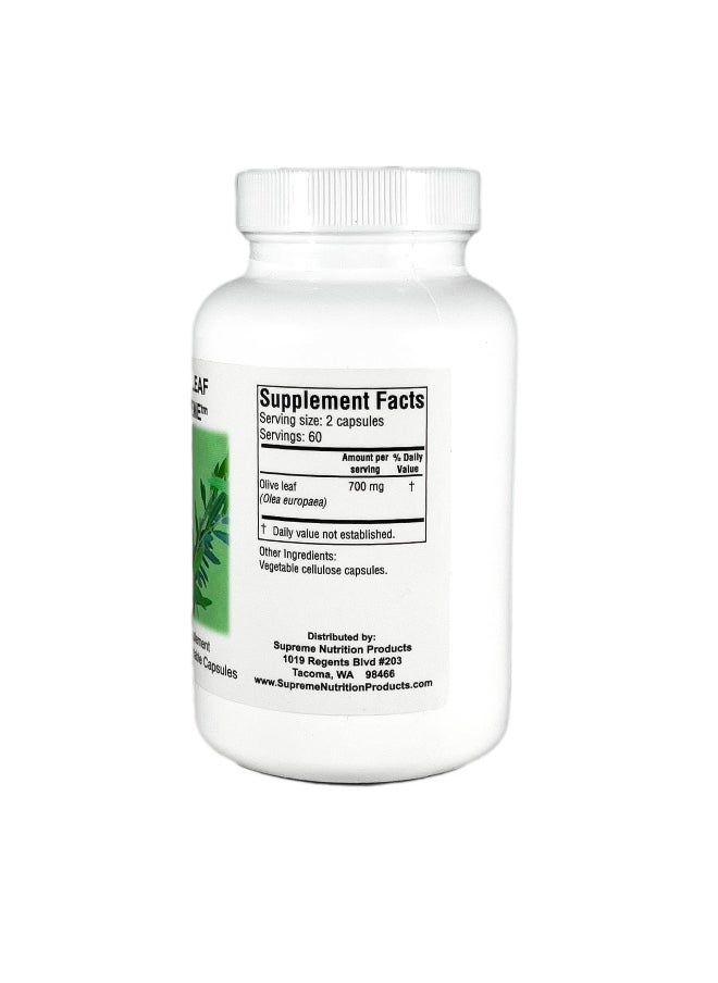 Supreme Nutrition Olive Leaf Supreme, 120 Pure 375 mg Capsules | 750 mg per Serving | 2 Pack