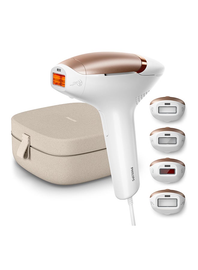 Lumea 9000 Series Ipl Hair Removal Device Smartskin Sensor Clinically Proven Performance, 4 Attachments Rose Gold/White