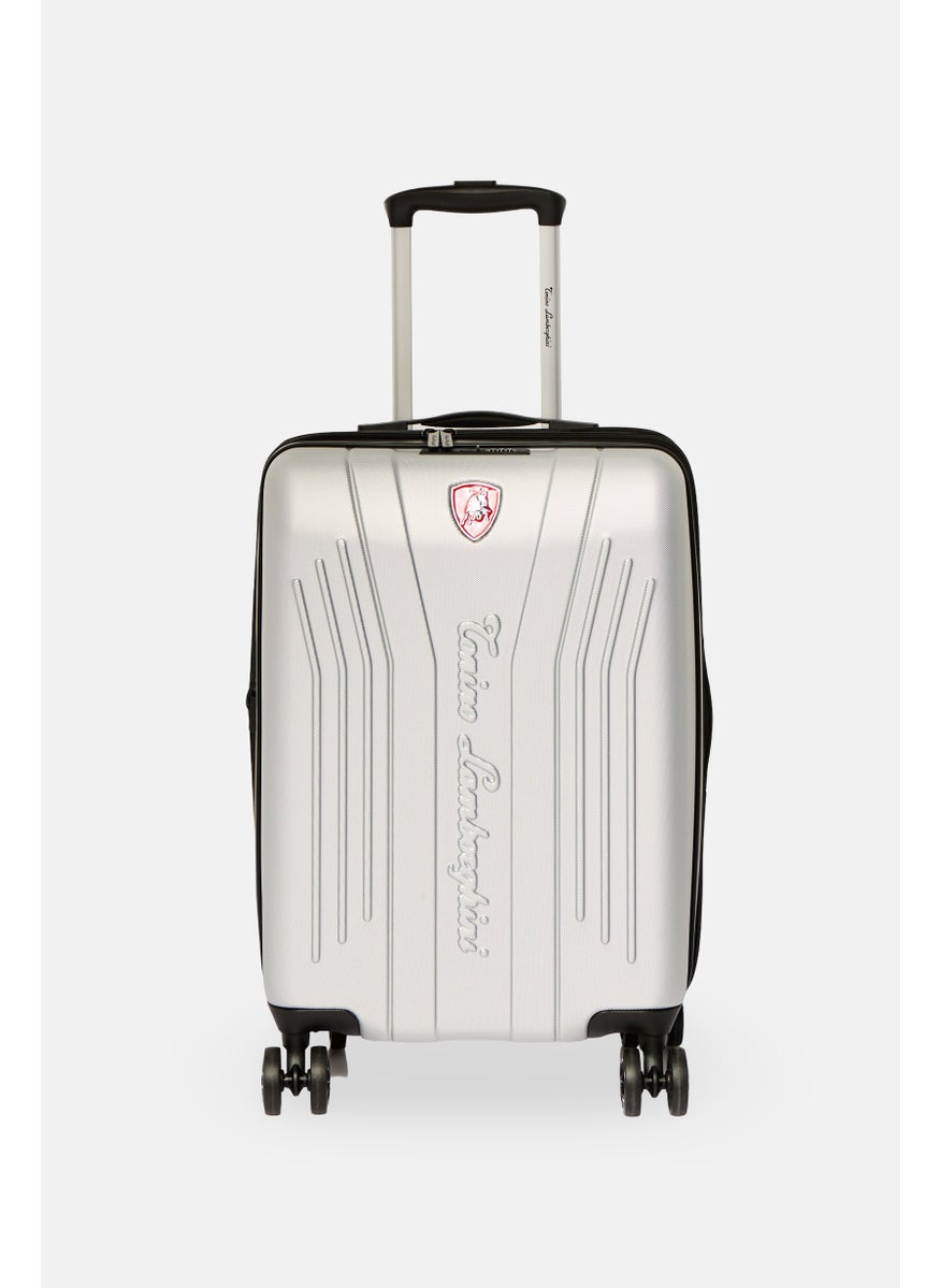 22,4 Inch Expandable Hardshell Brand Logo Cabin Spinner Luggage, Silver