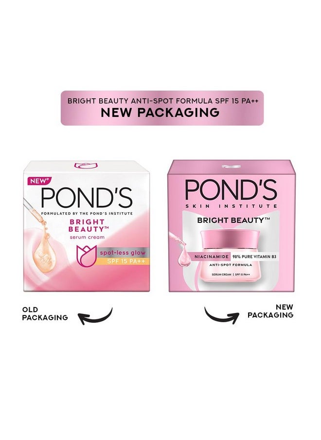 Bright Beauty Anti-Spot Serum Cream With Niacinamide And Spf 15 Pa++, Fades Dark Spots And Reveals Bright Skin, 50G