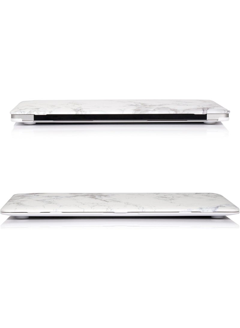 RUBAN Case Compatible with MacBook Air 13 Inch (Models: A1369 & A1466, Older Version 2010-2017 Release), Slim Snap On Hard Shell Protective Cover and Keyboard Cover (White Marble)