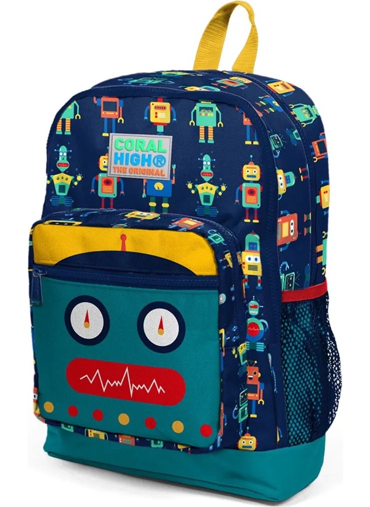 Kids Four Compartment Robot Patterned 3-Piece School Bag Set