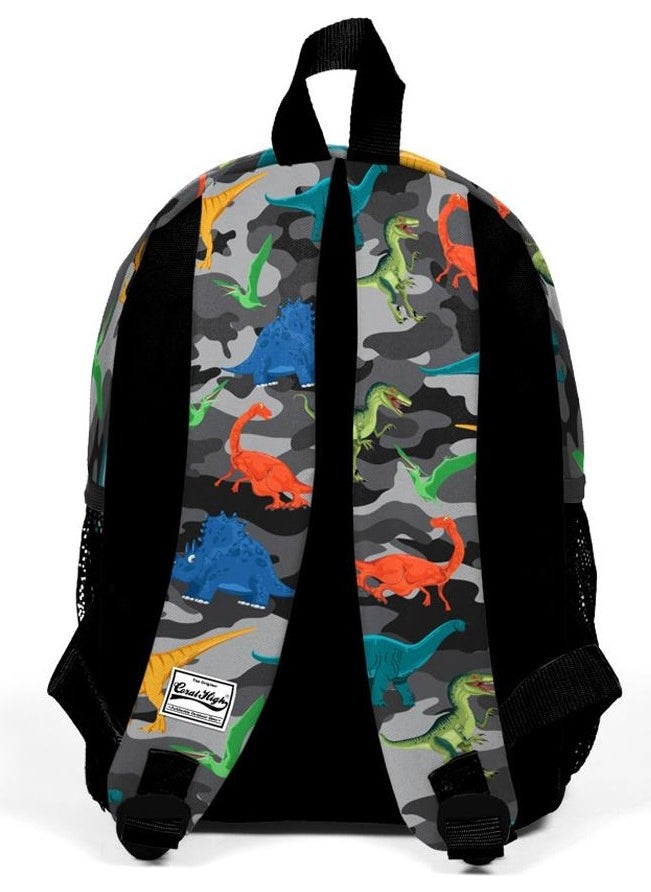 Kids Gray Camouflage Dinosaur Patterned Two-Compartment Nest Backpack 23350