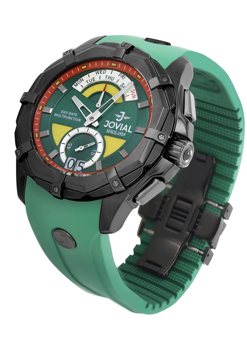 JOVIAL 12052GBRC96, Multifunction, DUALITY COLLECTION combines precision and versatility with its bold multifunction design and dual day-date display for those who value both style and function.
