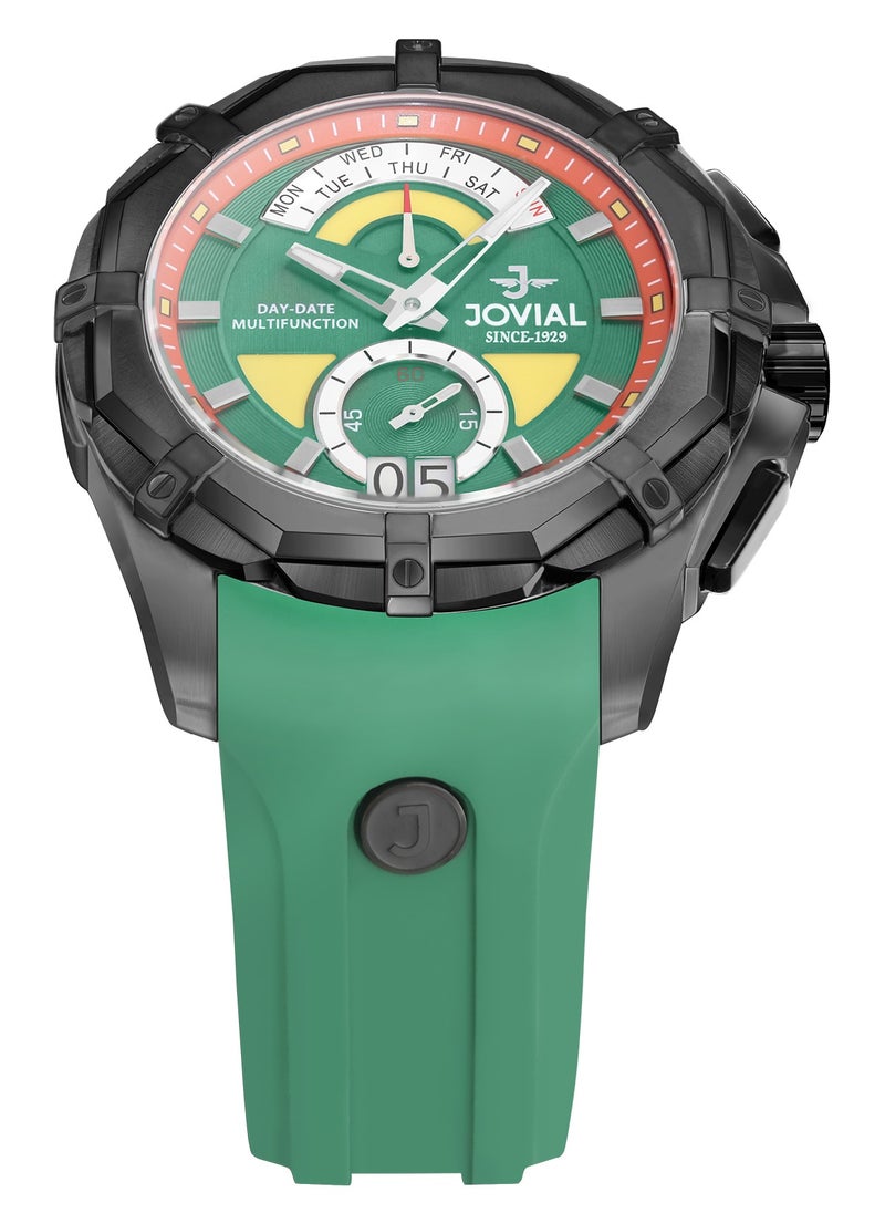 JOVIAL 12052GBRC96, Multifunction, DUALITY COLLECTION combines precision and versatility with its bold multifunction design and dual day-date display for those who value both style and function.