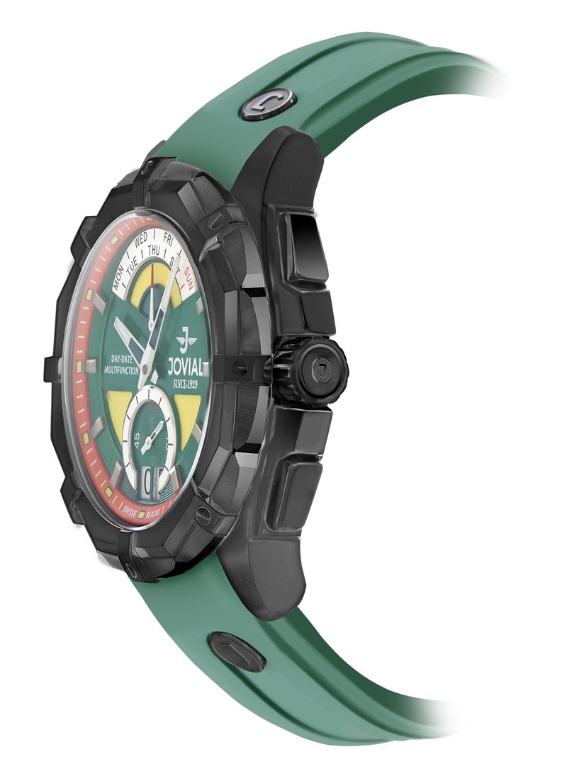 JOVIAL 12052GBRC96, Multifunction, DUALITY COLLECTION combines precision and versatility with its bold multifunction design and dual day-date display for those who value both style and function.