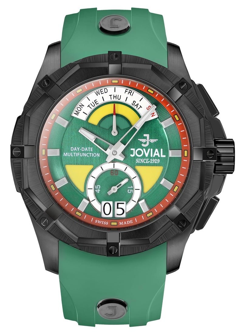 JOVIAL 12052GBRC96, Multifunction, DUALITY COLLECTION combines precision and versatility with its bold multifunction design and dual day-date display for those who value both style and function.