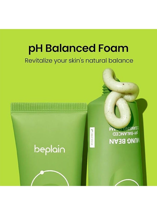 Mung Bean PH Balanced Cleansing Foam 80ml, Gentle Scent Free Natural Cleanser, Face Wash for Acne prone, Dry, Oily Skin