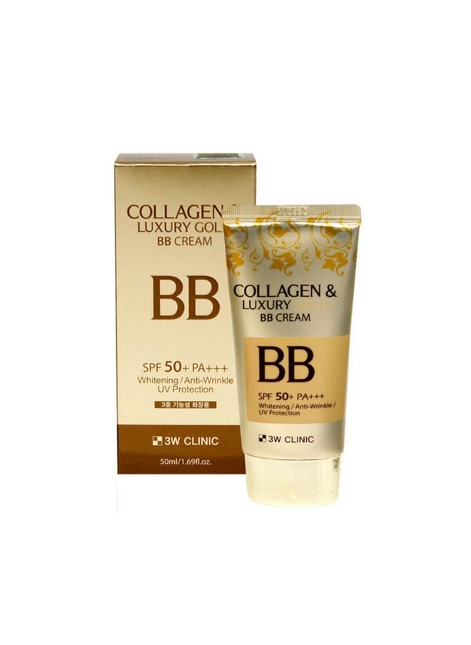 3W CLINIC Collagen & Luxury Gold BB Cream 1.69Oz SPF50+/PA+++ Wrinkle Care