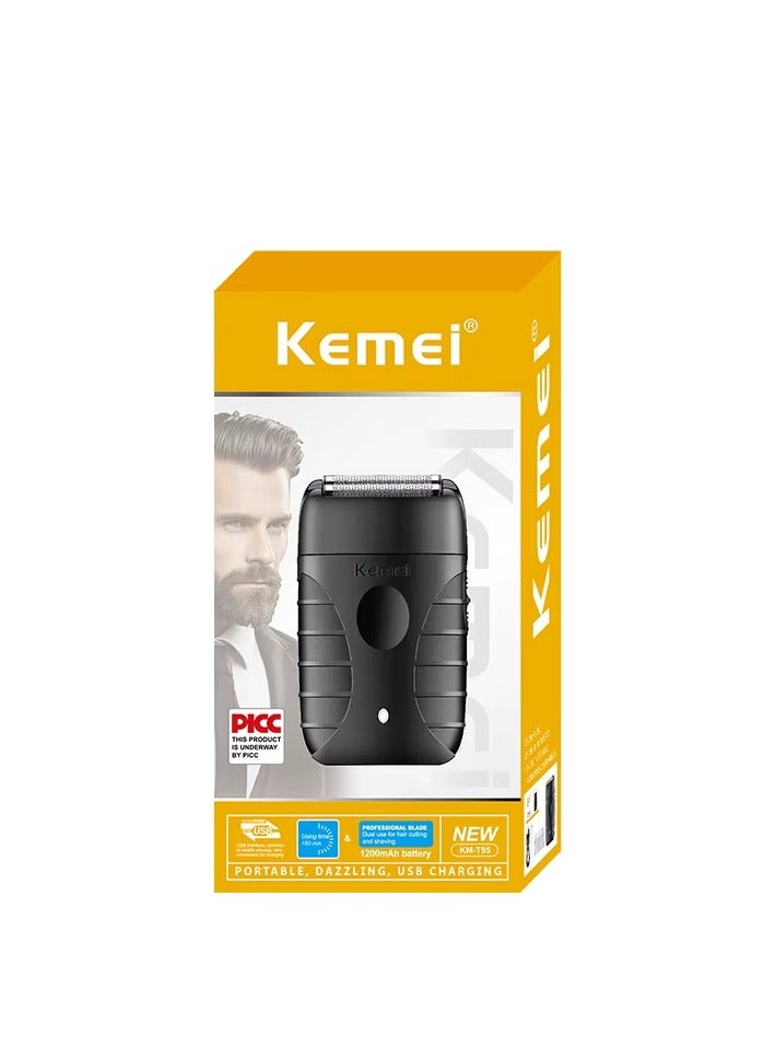 Men's 2-in-1 Electric Shaver & Beard Trimmer - Cordless Rechargeable Razor for Smooth Shaving & Precise Grooming, Waterproof, Ergonomic Design Black
