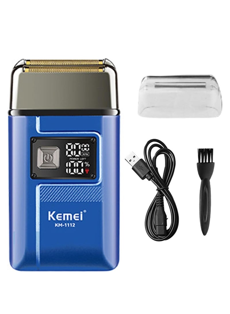 Professional Electric Foil Shaver for Men – Cordless Rechargeable Bald Razor with Double Foil & Pop-Up Trimmer for Precision Beard Grooming & Close Shave blue
