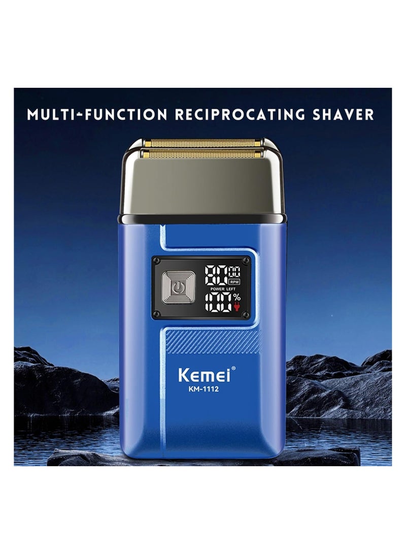 Professional Electric Foil Shaver for Men – Cordless Rechargeable Bald Razor with Double Foil & Pop-Up Trimmer for Precision Beard Grooming & Close Shave blue