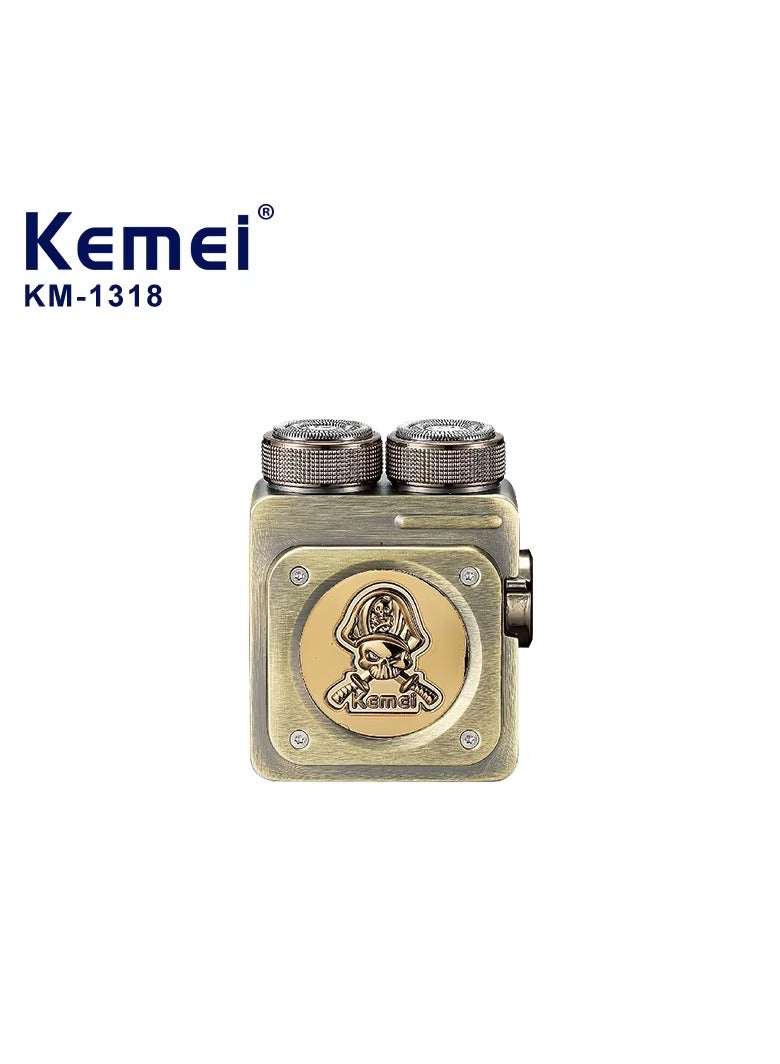 Rechargeable Men's Shaver with Staggered Head Blades, IPX6 Waterproof & Cordless Design Gold