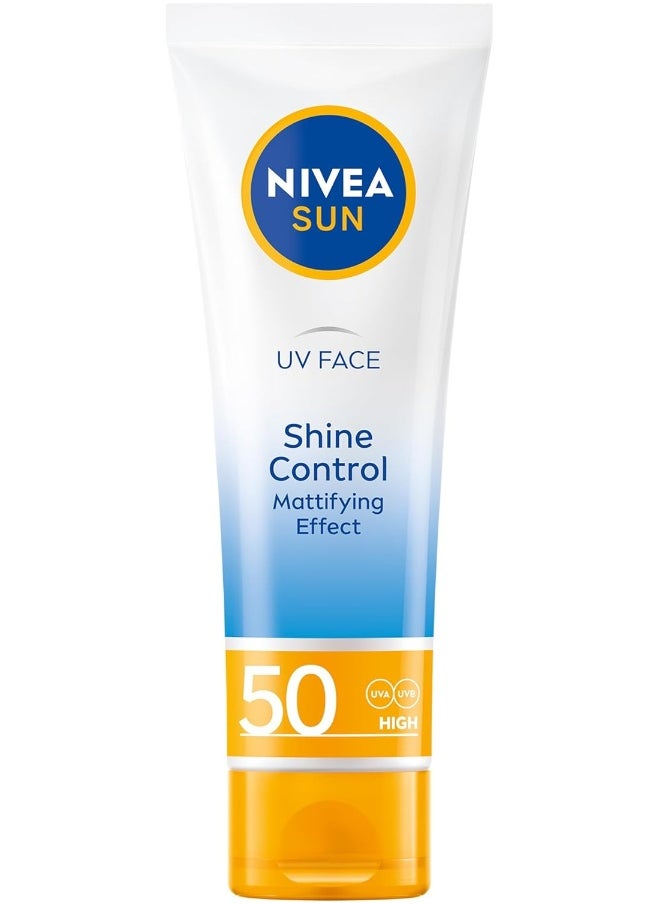 NIVEA SUN Face Cream, UV Shine Control, SPF 50, Tube 50ml
