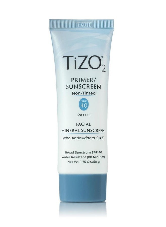 2 Primer Sunscreen 50g, Non Tinted, SPF 40 PA++++, Facial Mineral Sunscreen