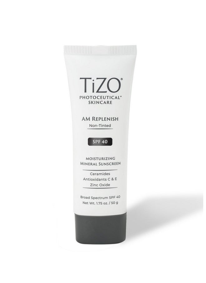 TIZO Photoceuticals Am Replenish Non-tinted Facial Mineral Sunscreen SPF 40, 1.75 oz