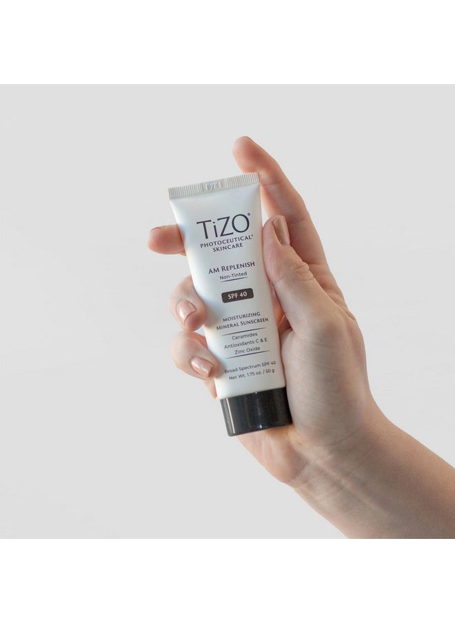 TIZO Photoceuticals Am Replenish Non-tinted Facial Mineral Sunscreen SPF 40, 1.75 oz