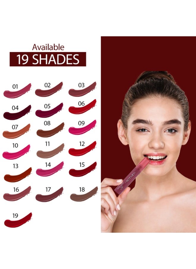 Pretty Lip Glow Liquid Lipstick Waterproof Matte Finish Non Transfer 16 Hours Vivid Red 3ML