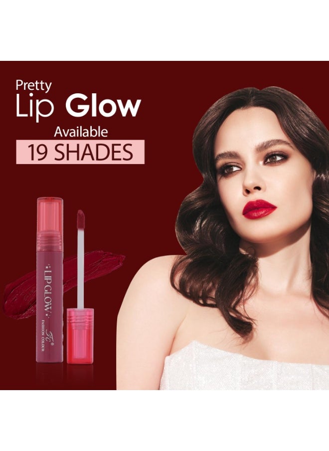 Pretty Lip Glow Liquid Lipstick Waterproof Matte Finish Non Transfer 16 Hours Vivid Red 3ML
