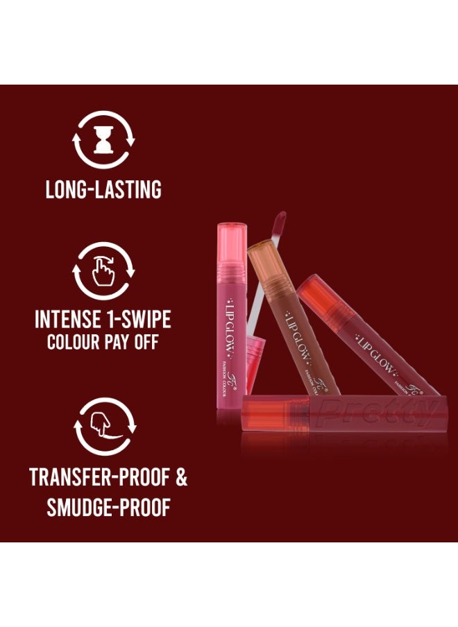 Pretty Lip Glow Liquid Lipstick Waterproof Matte Finish Non Transfer 16 Hours Vivid Red 3ML