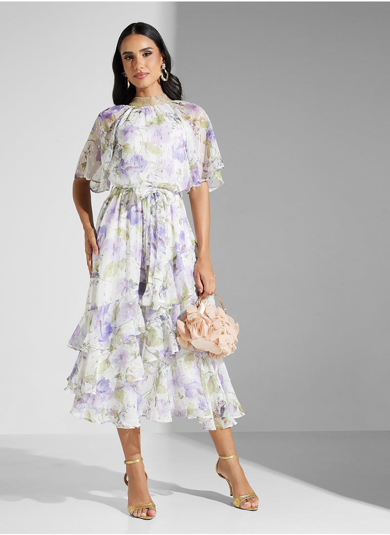 Printed Puff Sleeve Dress