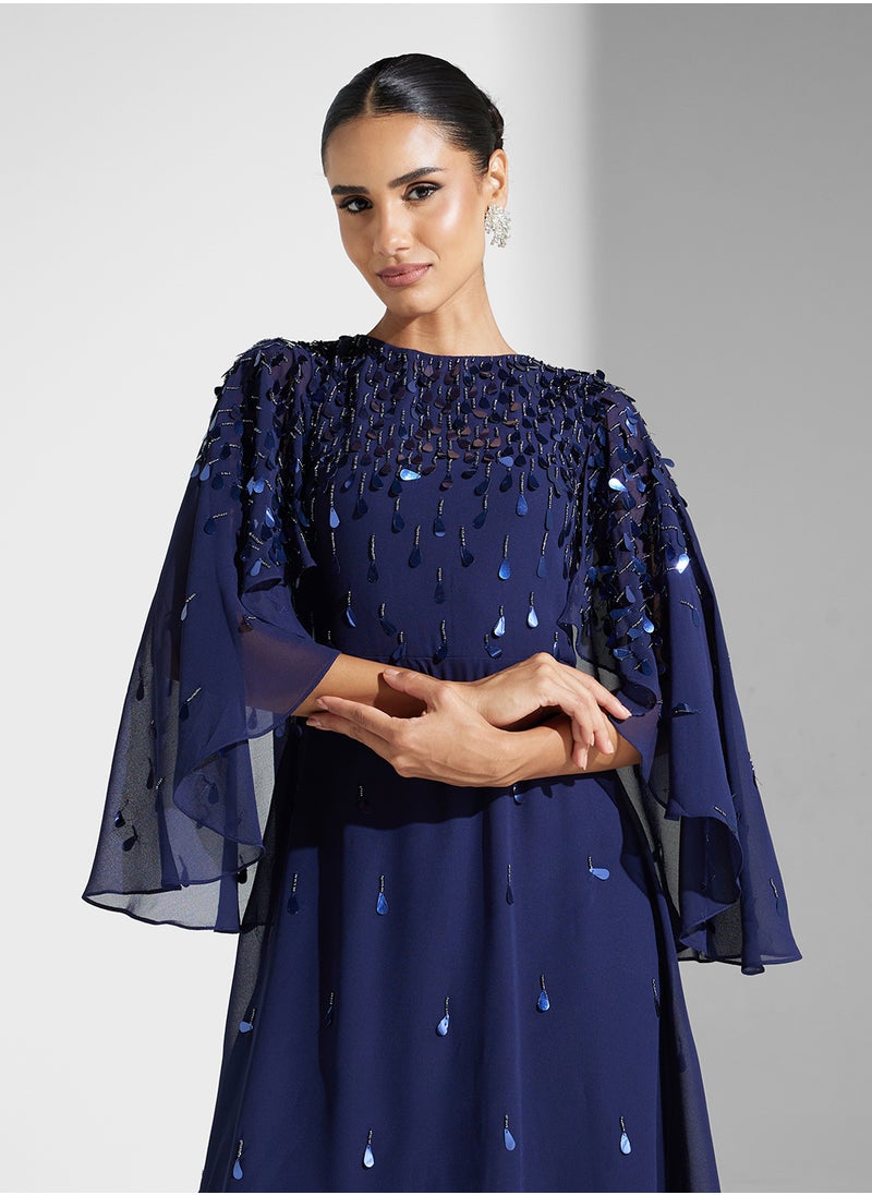 Embellished Mesh Detailed Dress