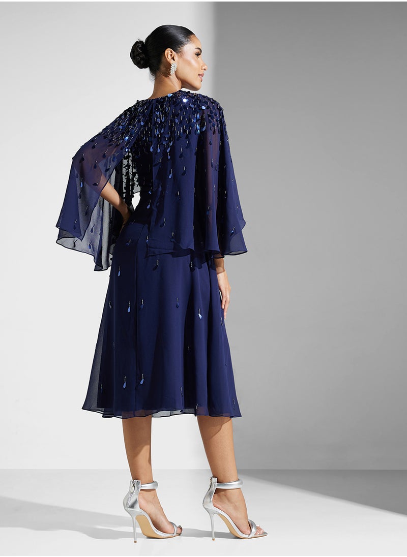 Embellished Mesh Detailed Dress