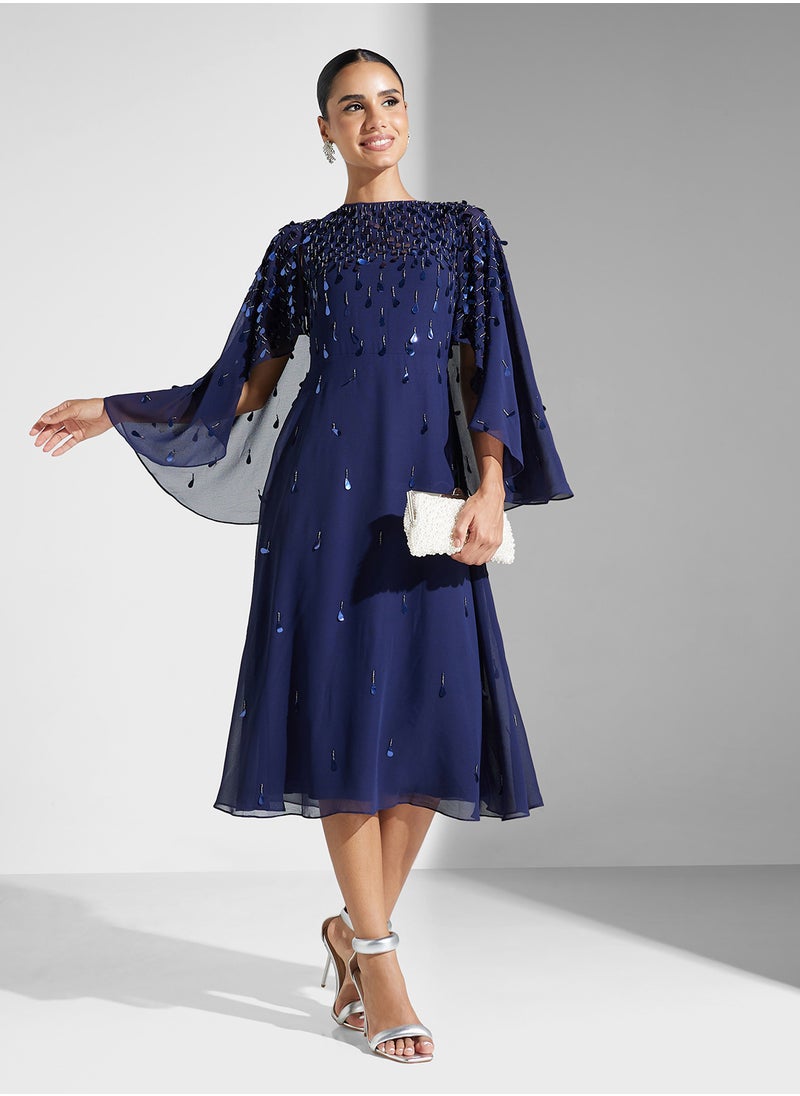 Embellished Mesh Detailed Dress