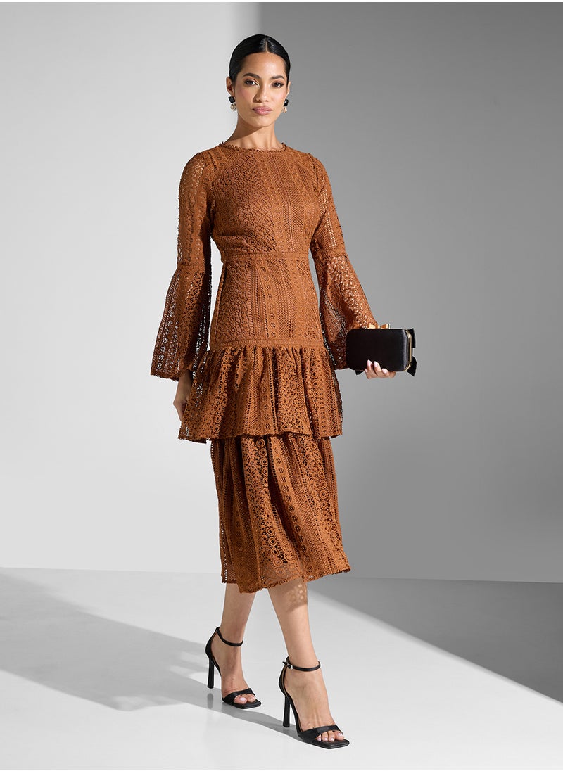 Lace Ruffle Hem Dress