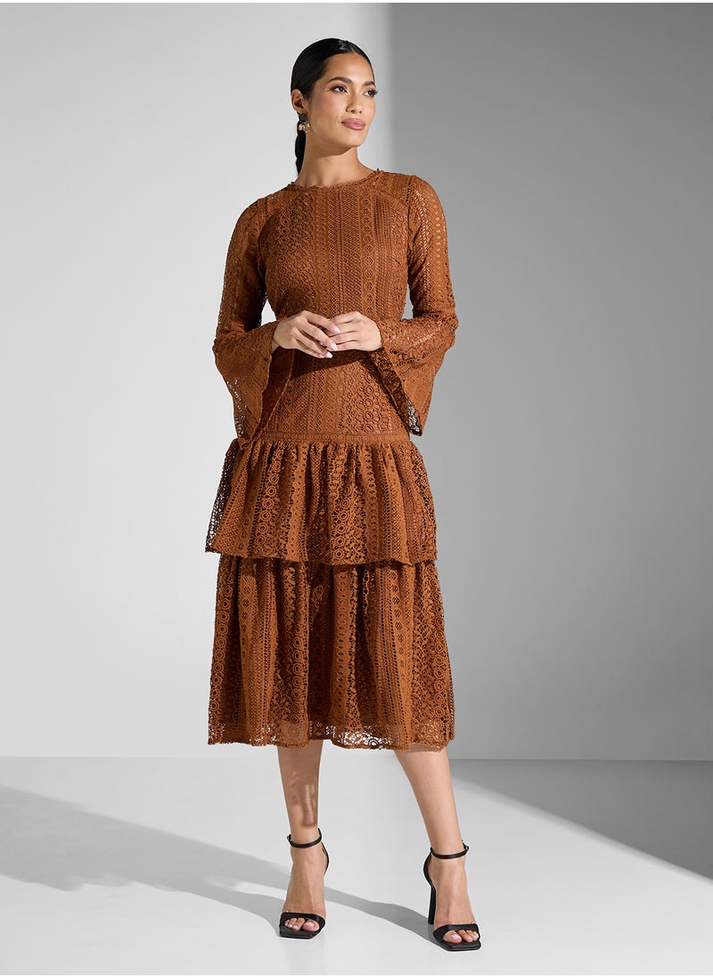 Lace Ruffle Hem Dress