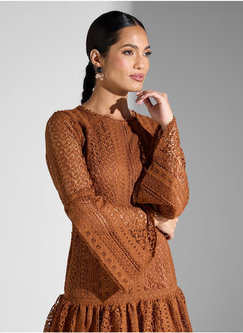 Lace Ruffle Hem Dress