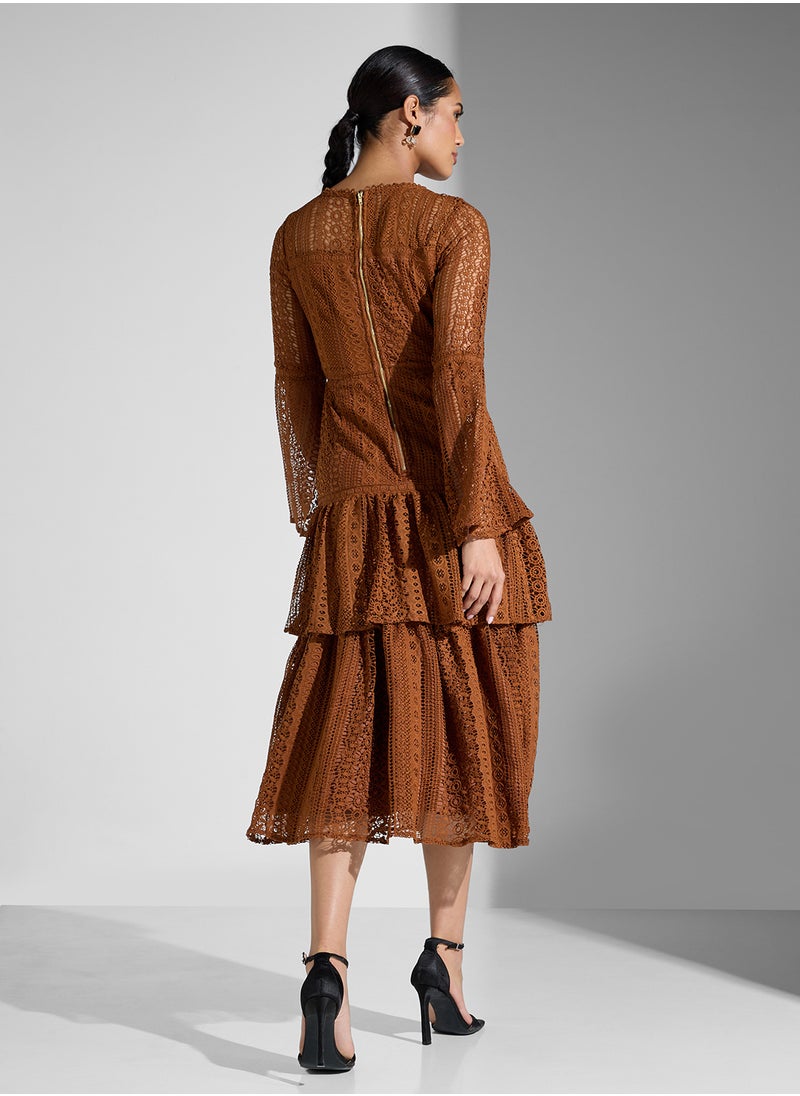 Lace Ruffle Hem Dress