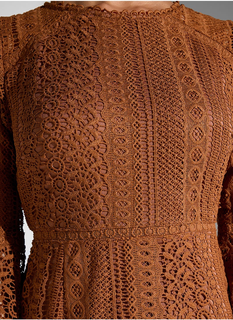 Lace Ruffle Hem Dress