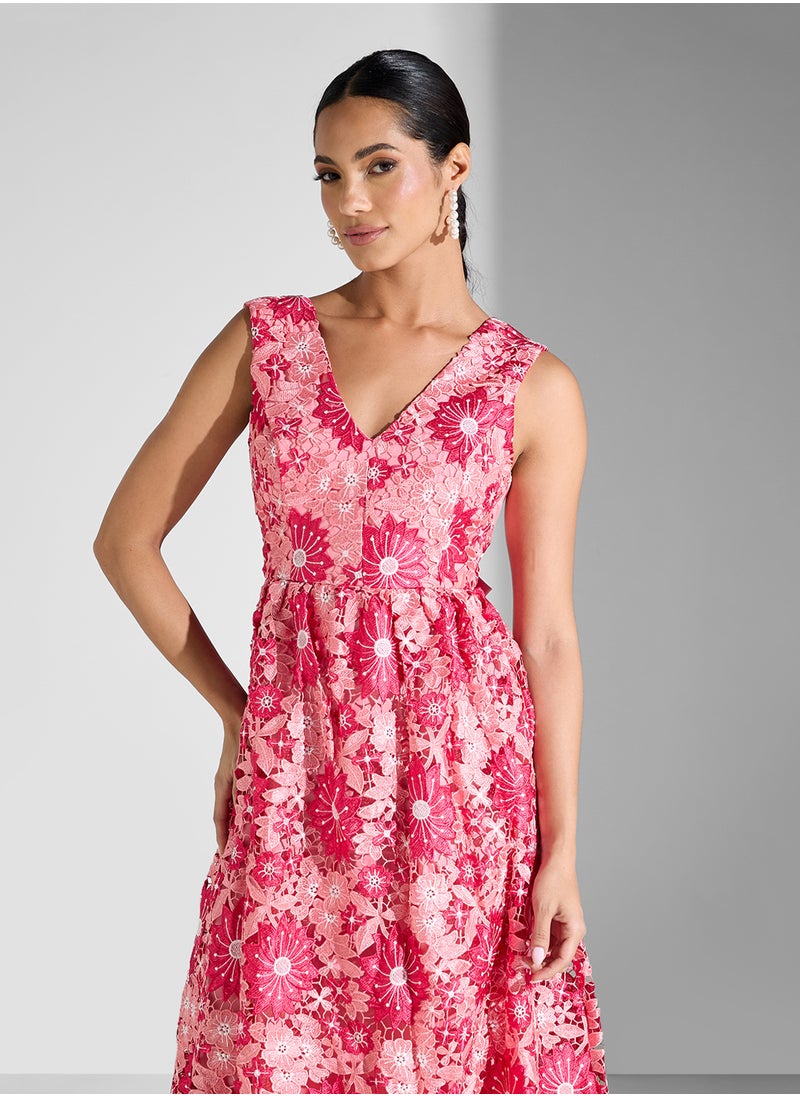 Floral Lace Midi Dress
