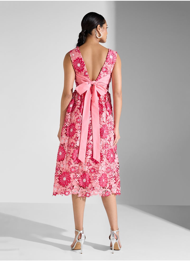 Floral Lace Midi Dress