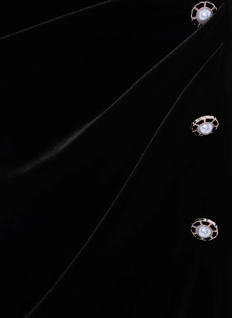 Velvet midi dress with contrasting details