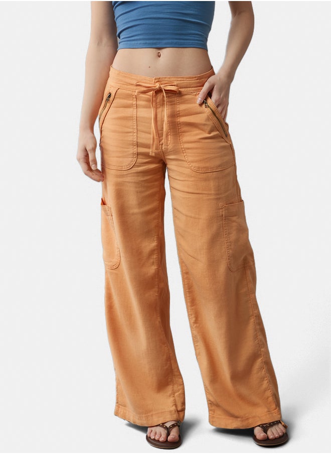 AE Dreamy Drape Linen-Blend Baggy Wide-Leg Cargo Pant