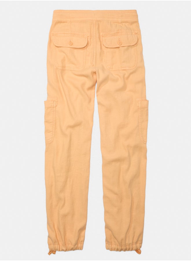 AE Dreamy Drape Linen-Blend Baggy Wide-Leg Cargo Pant